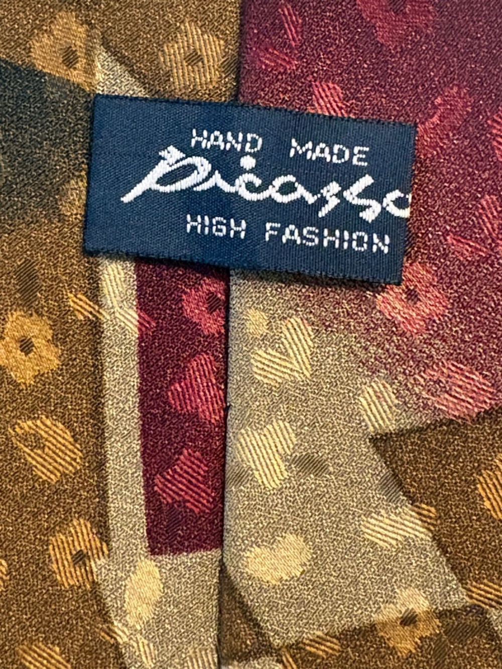 Vintage Picasso High Fashion Abstract Geometric Silk Necktie Earthy Tones